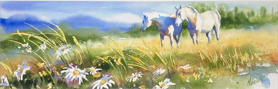 Perreault artiste peintre - chevaux au champ